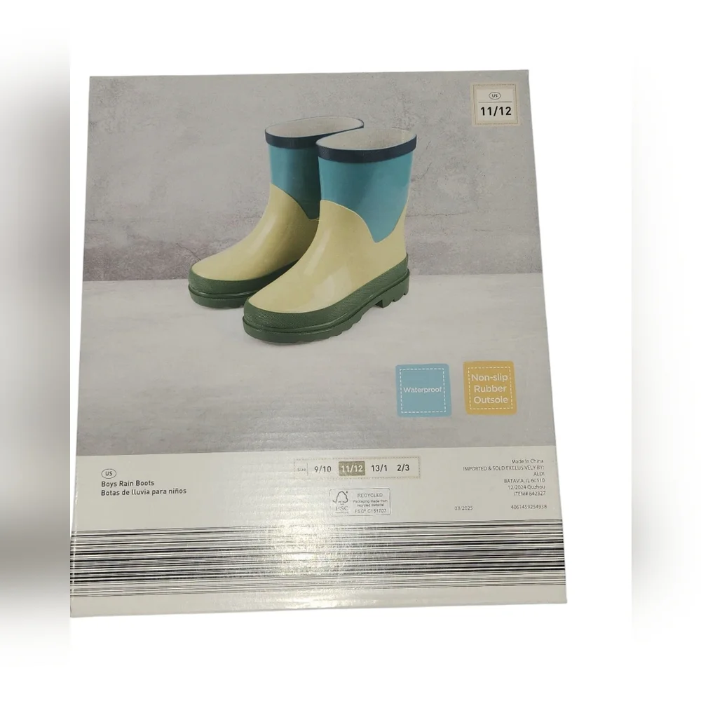 Lily & Dan Triple Color, Patchwork Boys Rain Boots New In The Box Size 11/12